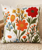 Embroidered Throw Pillow Cover 20x20 Inch, Flower Cluster | Decorative Pillow by Kokaaee