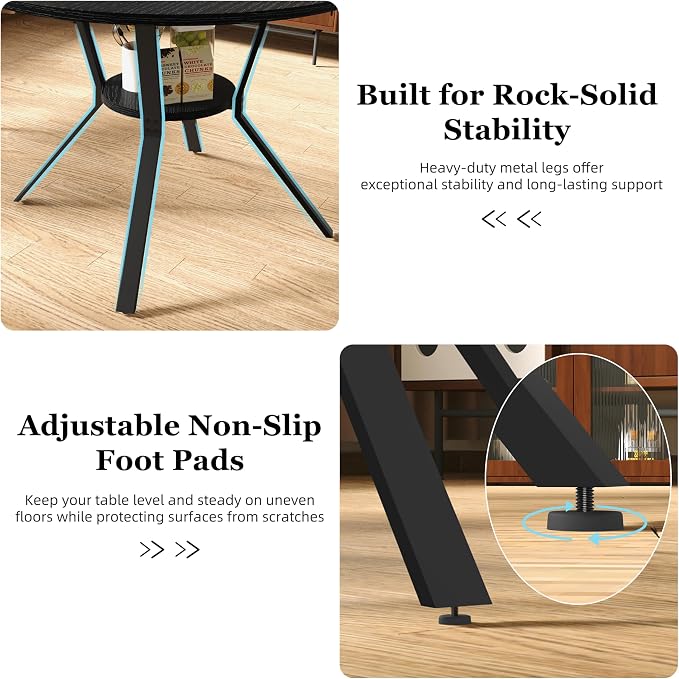Wildhome Round Dining Table for 2-4, 43 Inch Dining Room Kitchen Table - Image 5