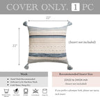 Coastal Blue Boho Decorative Throw Pillow Cover 22x22 Modern Bohemian Accent - Image 5