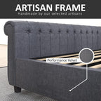 AMERLIFE King Size Platform Bed Frame, Velvet Upholstered Sleigh Bed - Image 7