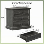 Huuger Nightstand with Charging Station, 3 Drawer Night Stand, 22 Inch Wider - Image 2