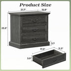 Huuger Nightstand with Charging Station, 3 Drawer Night Stand Set of 2 - Image 2