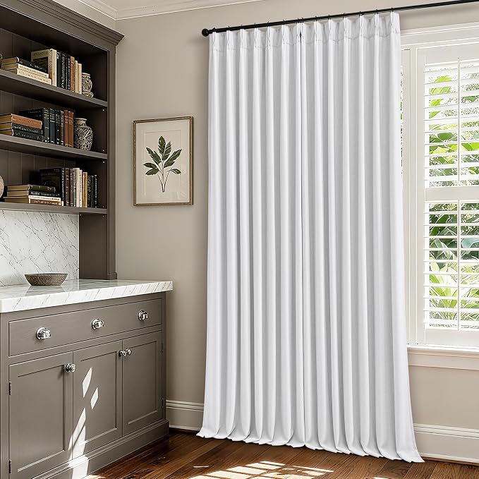 Snow White Pleated Linen 100% Blackout Curtains 86 Inches Long | Pinch Pleat - Image 8