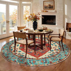 SERISSA 6ft Washable Non Slip Round Boho Area Rug - Image 2