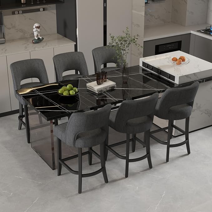 VKNOW Bar Stools Set of 6, Modern Counter Stools - Image 3