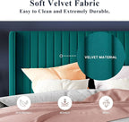 Allewie Queen Size Bed Frame/Velvet Upholstered Platform Bed/Vertical Channel - Image 5