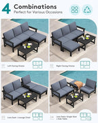 SERWALL Outdoor Sectional Sofa Set, 5-piece Outdoor Modula Couch Set - Image 5