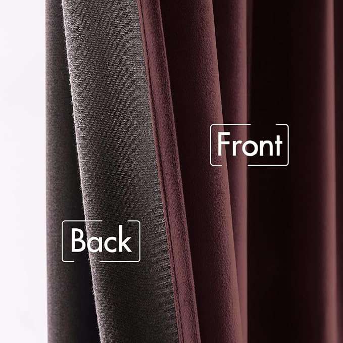 MIULEE Velvet Curtains 52x96 inches 2 Panels Ruby Wine Blackout Curtains | - Image 6