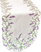 Embroidered Purple Embroidered Lavender Lilac Table Runner, Dresser Scarf by LinensArtandThings