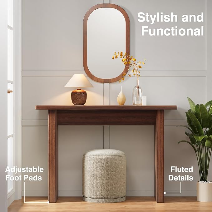 AVZEAR Mid Century Narrow Entryway Console Table, 43.3" Fluted Wood Couch Table - Image 6