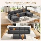 Vesgantti 142" U Shaped Sectional Couch, Comfy Cloud Modular Sectional Sofa - Image 7