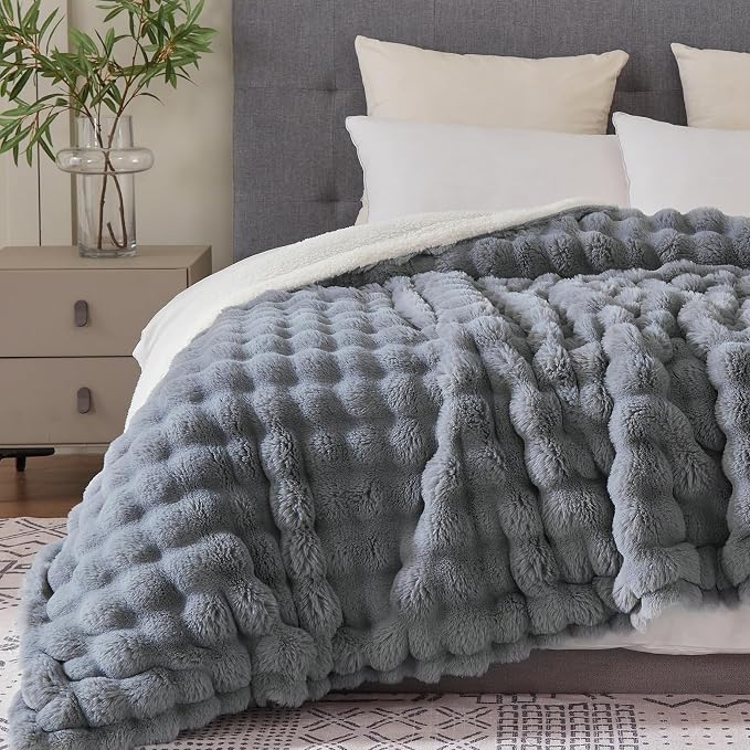 50x60 Inches Ultra-Soft Fuzzy Faux Fur Plush Throw Blanket - Image 3