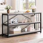 LVB Long Console Table with Storage, Farmhouse Rustic Skinny Entryway Table - Image 3