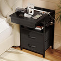 Lazzanto Nightstand Hidden Drawer Charging Table by Lazzanto