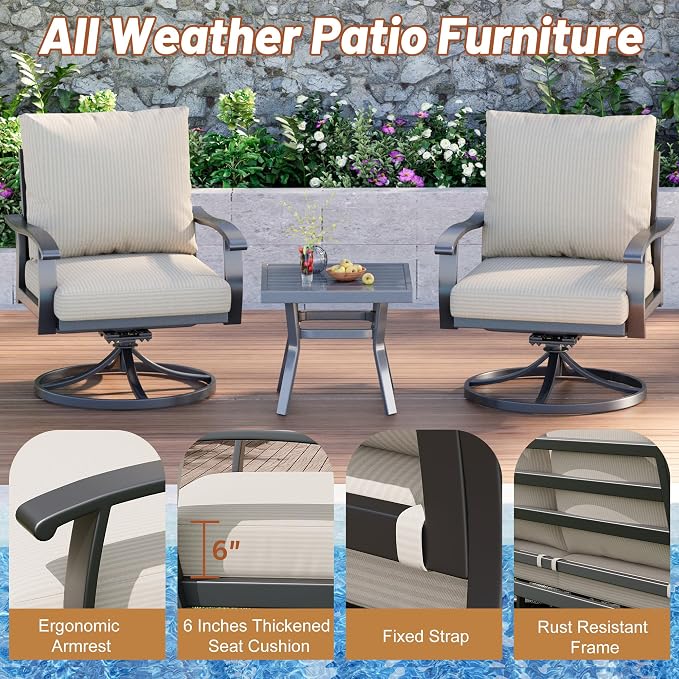 HOMREST Outdoor Swivel Rocker Patio Chairs - Image 5