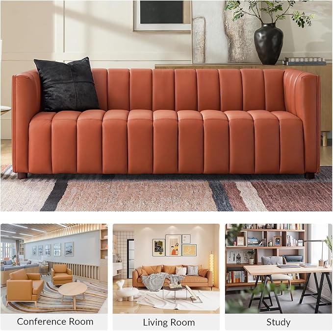 HULALA HOME 83" Genuine Leather Sofa - Image 4