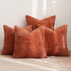 MIULEE Decorative Chenille Fall Pillow Covers Burnt Orange 16x16 Pack of 4 | - Image 4