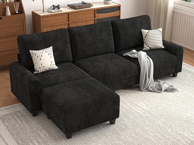 EASE MOOSE 100" Chenille L-Shaped Sectional Sofa, Modern Deep Seat Modular Couch - Image 3