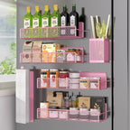 Magnetic Spice Rack for Refrigerator, 6 Pack Metal Magnetic Shelf Pink by DTUQYX