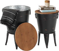 Rustic Storage Farmhouse Accent Side Table, Antique Galvanized Metal End Coffee by Unknown