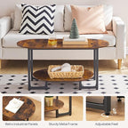 HOOBRO Coffee Table for Living Room, Oval Small Coffee Table - Image 7