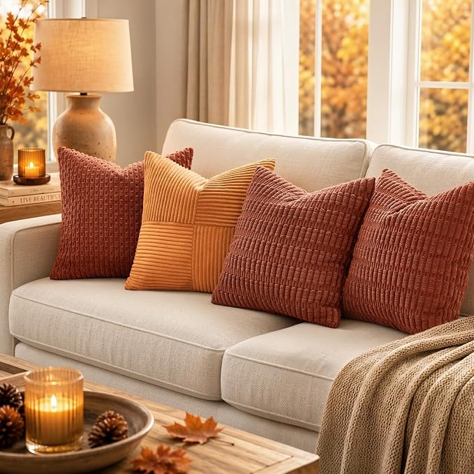 MIULEE Fall Decorative Throw Pillow Covers 20x20 Dark Rust Pack of 2 | - Image 3