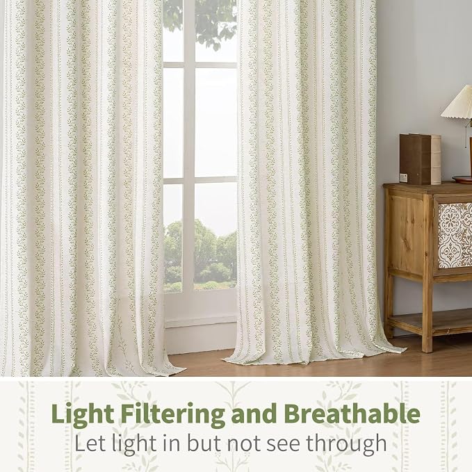 BGment Sage Green Curtains Spring Leaf Floral Print Cottage Core Botanical - Image 5