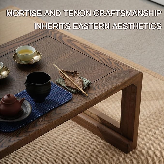 HARELA Japanese Solid Wood Low Coffee Table, Tatami Tea Style, Zen-Inspired - Image 4