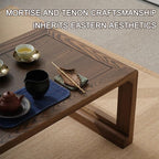 HARELA Japanese Solid Wood Low Coffee Table, Tatami Tea Style, Zen-Inspired - Image 4
