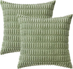 MIULEE Corduroy Decorative Throw Pillow Covers 18x18 Sage Green Pack of 2 | - Image 6
