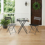 GarveeLife 3 Piece Patio Bistro Set, Folding Patio Bistro Table and Chairs Set - Image 7