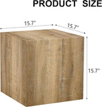 16'' Cube Coffee Table with Wood Grain Pattern, Square No Assembly End Table - Image 2