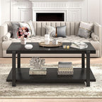 FOLUBAN Black Coffee Table, Modern Rustic Wood Center Table - Image 6