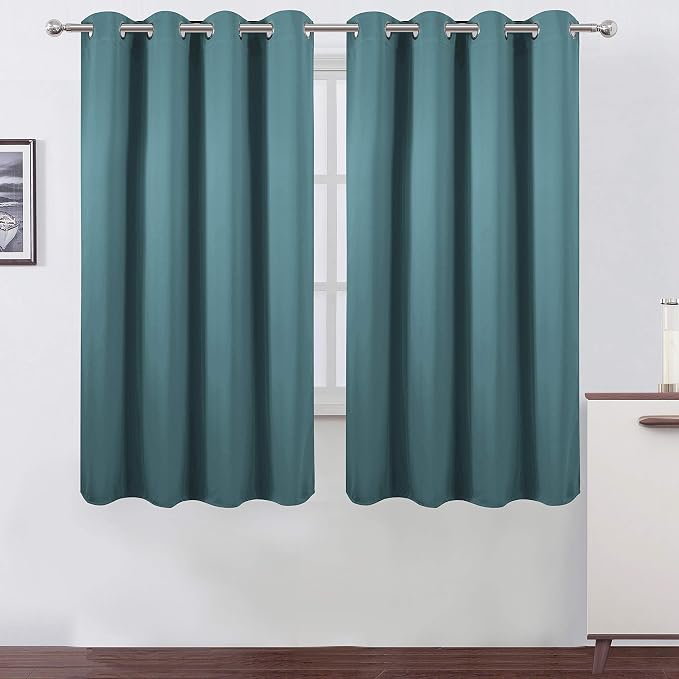 Sea Teal Thermal Blackout Curtains/52 x 63 Inch/Set of 2 Panels Room Darkening by Lemomo