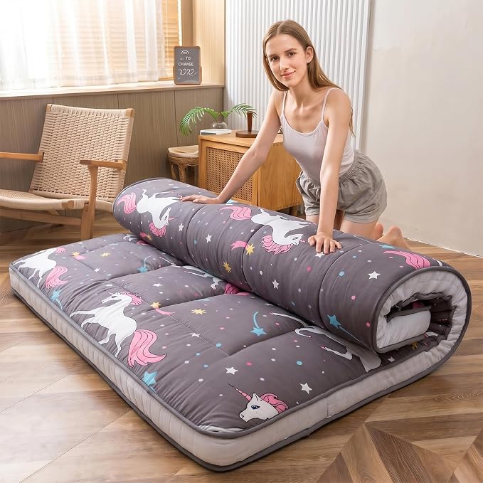 MAXYOYO Unicorn Pattern Futon Mattress, Padded Japanese Floor Mattress Quilted by MAXYOYO