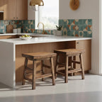 Alaterre Furniture Durango Set of 2 Industrial 20-Inch Wood Dining Stools – - Image 2