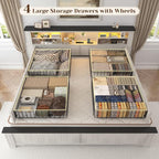 EnHomee King Size Bed Frame and Headboard & Storage, 4 Drawers and LED Built in - Image 5