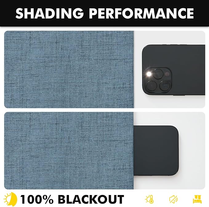 MIULEE 100% Blackout Linen Curtains 42 x 108 Inch Stone Blue 2 Panel | Thermal - Image 7