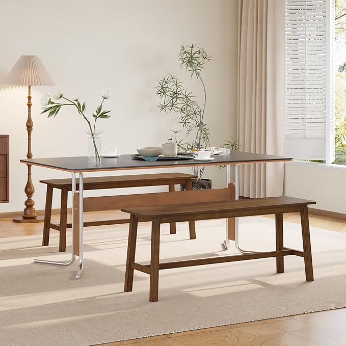 HOOBRO 39.3'' Bamboo Dining Bench, Farmhouse Kitchen Table Bench, Kitchen & - Image 2