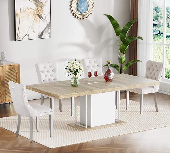 Henf 63"-79" Dining Table Set for 4, 5 Pieces Extendable Dining Table and 4 by Henf