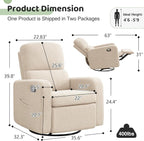 Swivel Rocker Recliner, Oversized Manual Boucle Nursery Glider Rocking Recliner - Image 2