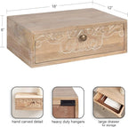 Kate and Laurel Mirza Transitional Carved Wood Floating Side Table, Natural Wood - Image 3