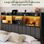 LARMACE King Bed Frame with 6 Storage Drawers, Bed Frame King Size with Linen - Image 5