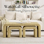 LZAREAL 3-Piece Nesting Woven Rope Coffee Table Set, Modern Coastal Center - Image 4