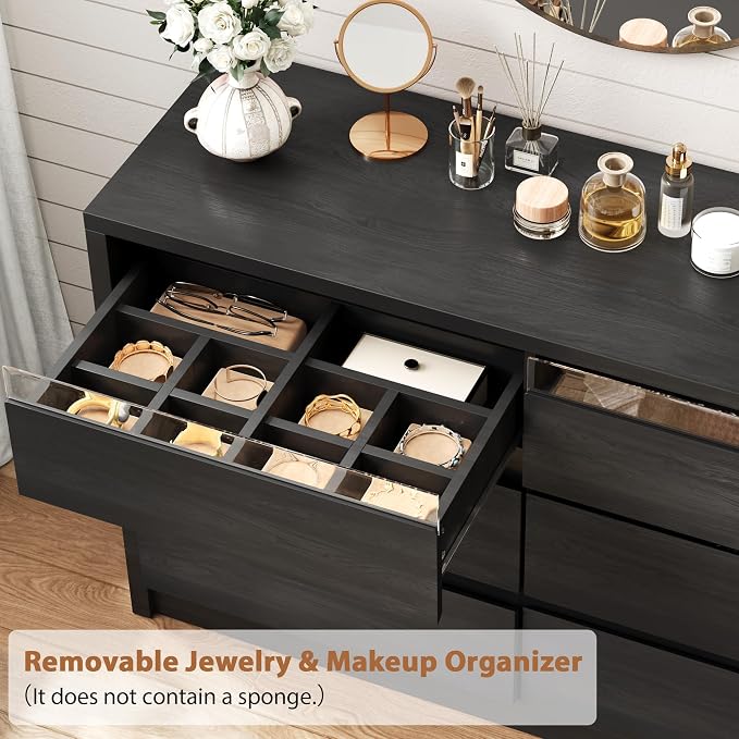 Jocoevol Black LED 6 Drawer Dresser - Image 5