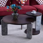 GDFStudio Round Nesting Coffee Table Set of 2, Modern Wooden Accent Side Table - Image 9