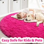 Amdrebio Hot Pink Plush Round Circle Rug 5Ft - Image 5