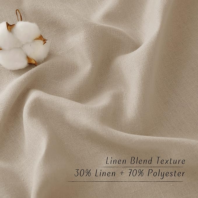 NICETOWN Taupe Linen Kitchen Curtains 36 inch Length, Decorative Thick Flax - Image 6