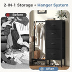 OLIXIS Dresser with Hanging Rack, 4 in 1 Storage Fabric Dresser - Image 2