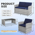 KROFEM 4-Piece Patio Furniture Set, Wicker Outdoor Rattan Sectional Sofa - Image 6